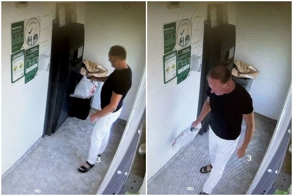 Policija prašo pagalbos: šis vyras tyčia sudaužė taromato duris