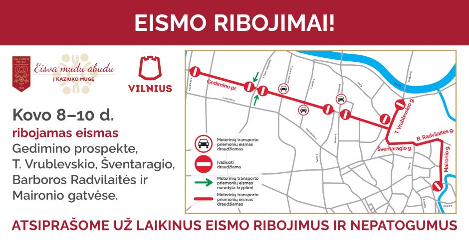 Sostinėje šurmuliuos Kaziukas: bus ribojamas eismas, keisis viešojo transporto tvarkaraštis