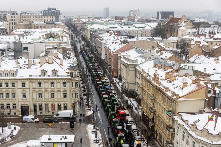 Žinomi žmonės stebi žemdirbių protestą: pro akis nepraslydo nei karstas, nei technikos galybė