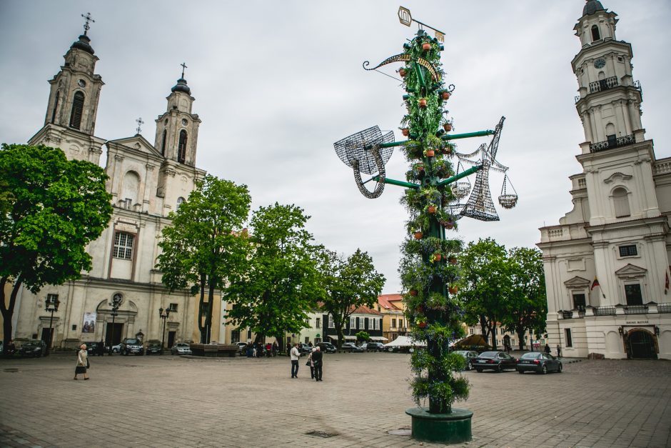 Rotušės aikštę papuošė originalus raktų medis