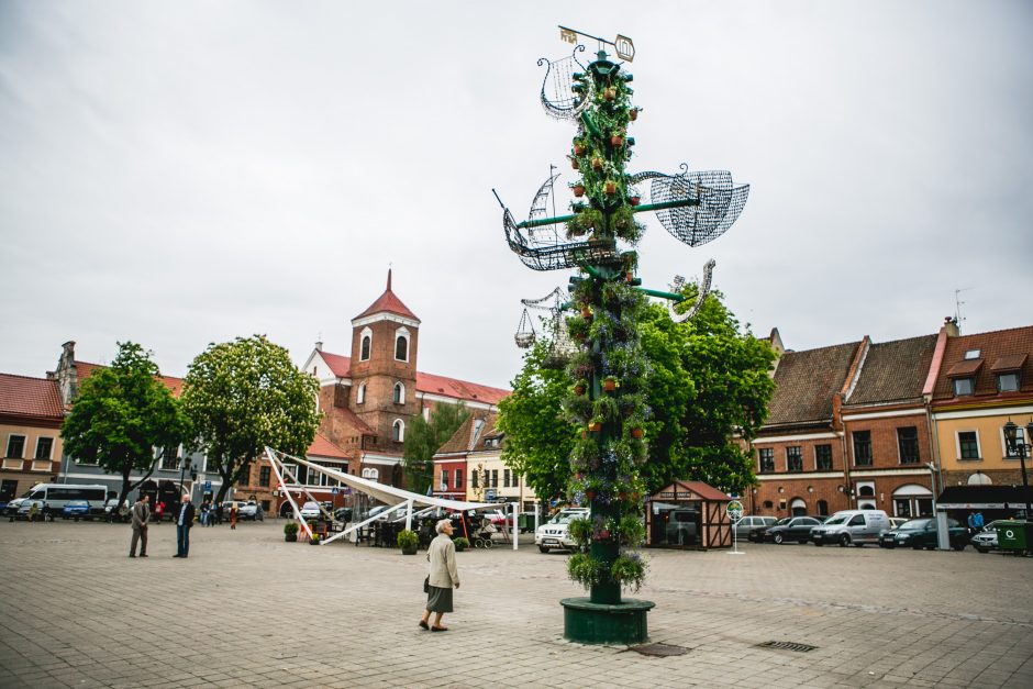 Rotušės aikštę papuošė originalus raktų medis