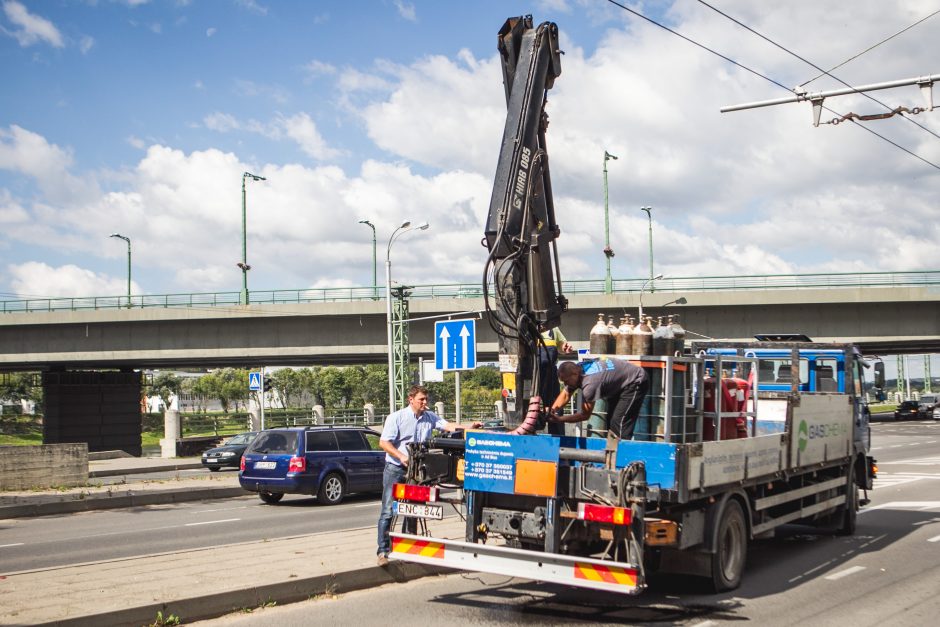 Juozapavičiaus pr. kranas kliudė tiltą