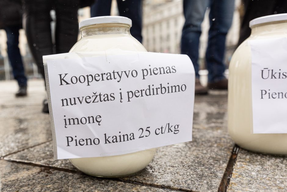 Pieno supirkimo kainomis nepatenkinti ūkininkai Vyriausybei grasina masiniais protestais