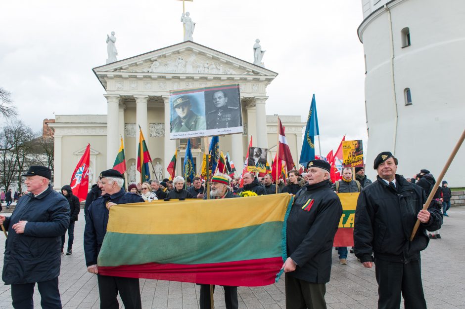 Keli šimtai žmonių žygiavo tautininkų eitynėse: reikalavo apriboti KT galias 