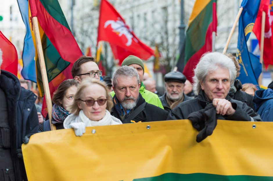 Keli šimtai žmonių žygiavo tautininkų eitynėse: reikalavo apriboti KT galias 