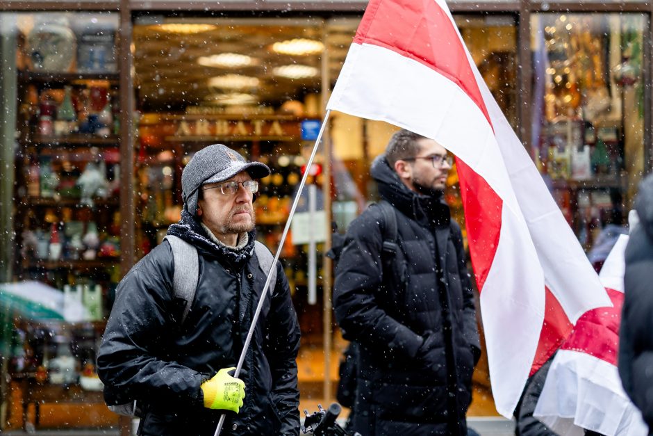 Vilniuje – maždaug dviejų dešimčių baltarusių protestas: norime, kad „vatnikų“ pelkė plėstųsi?