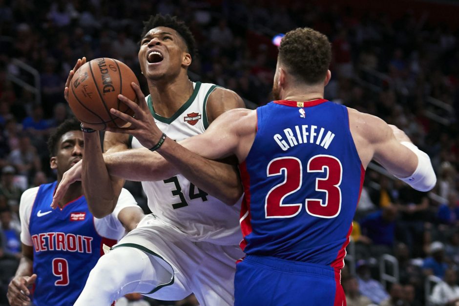 Žvėriškas G. Antetokounmpo ištempė „Bucks“ į kitą etapą, „Jazz“ laimėjo išlikimo kovą