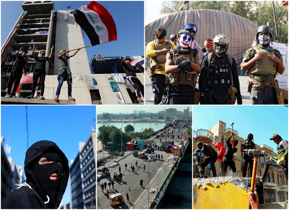 Neramumai Irake tęsiasi: per susirėmimus žuvo keturi protestuotojai