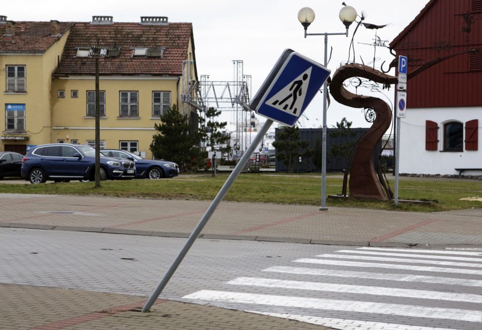 Klaipėdą talžantis vėjas pridarė žalos: nuvertė jachtą, ant žemės guldė medžius