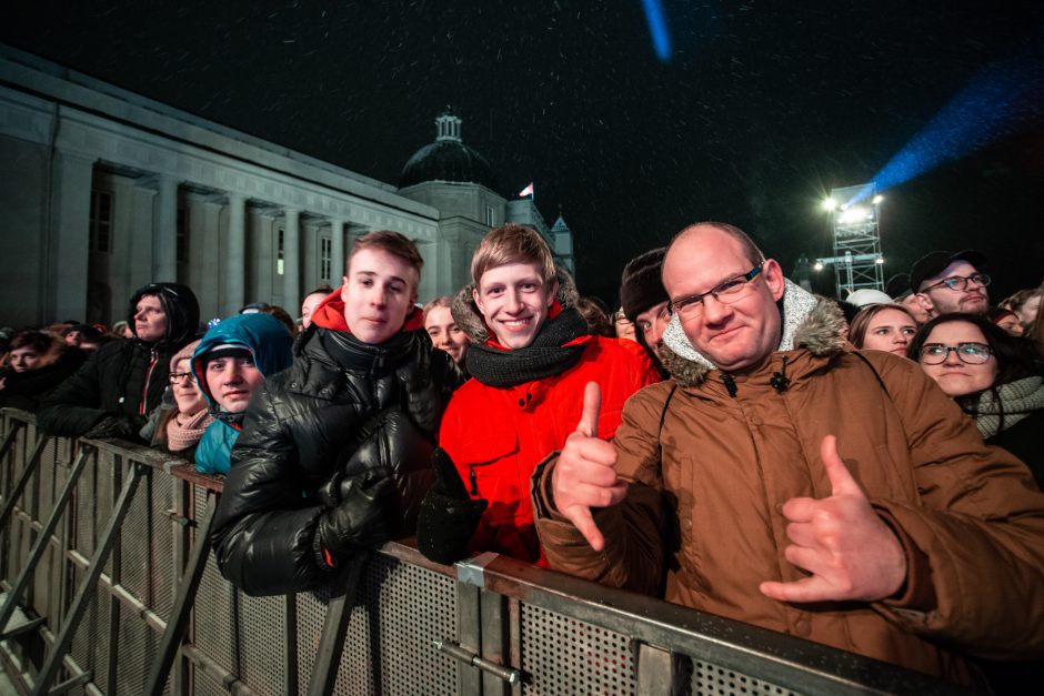 Katedros aikštėje suspindo stulbinanti Vilniaus Kalėdų eglė