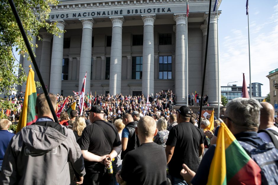 Žydų atstovai, I. Šimonytė pasmerkė Holokausto simbolikos naudojimą mitinge prie Seimo