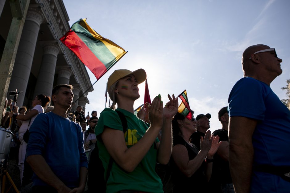 Žydų atstovai, I. Šimonytė pasmerkė Holokausto simbolikos naudojimą mitinge prie Seimo