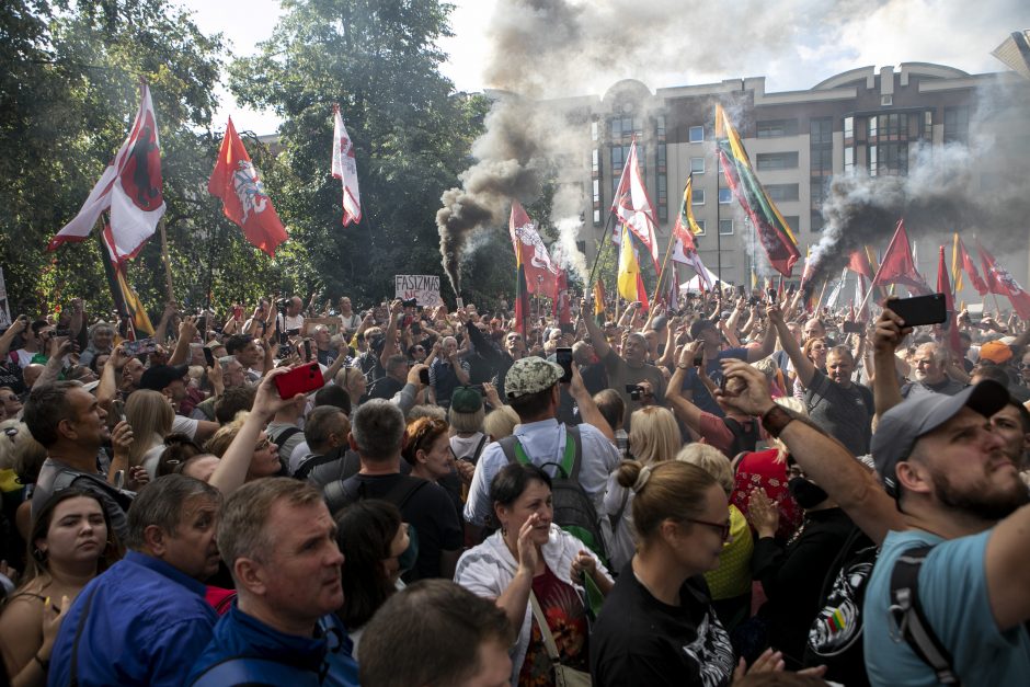 Žydų atstovai, I. Šimonytė pasmerkė Holokausto simbolikos naudojimą mitinge prie Seimo