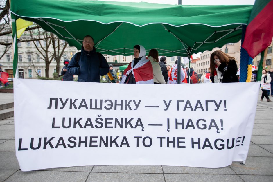 Lietuvoje gyvenančių baltarusių protesto akcija „Lukašenką – į smulkintuvą“