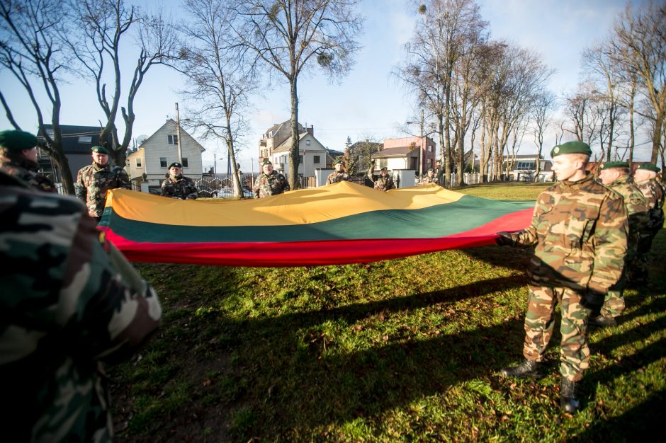 Naujųjų metų išvakarėse Pelėdų kalne iškelta rekordinė Lietuvos vėliava