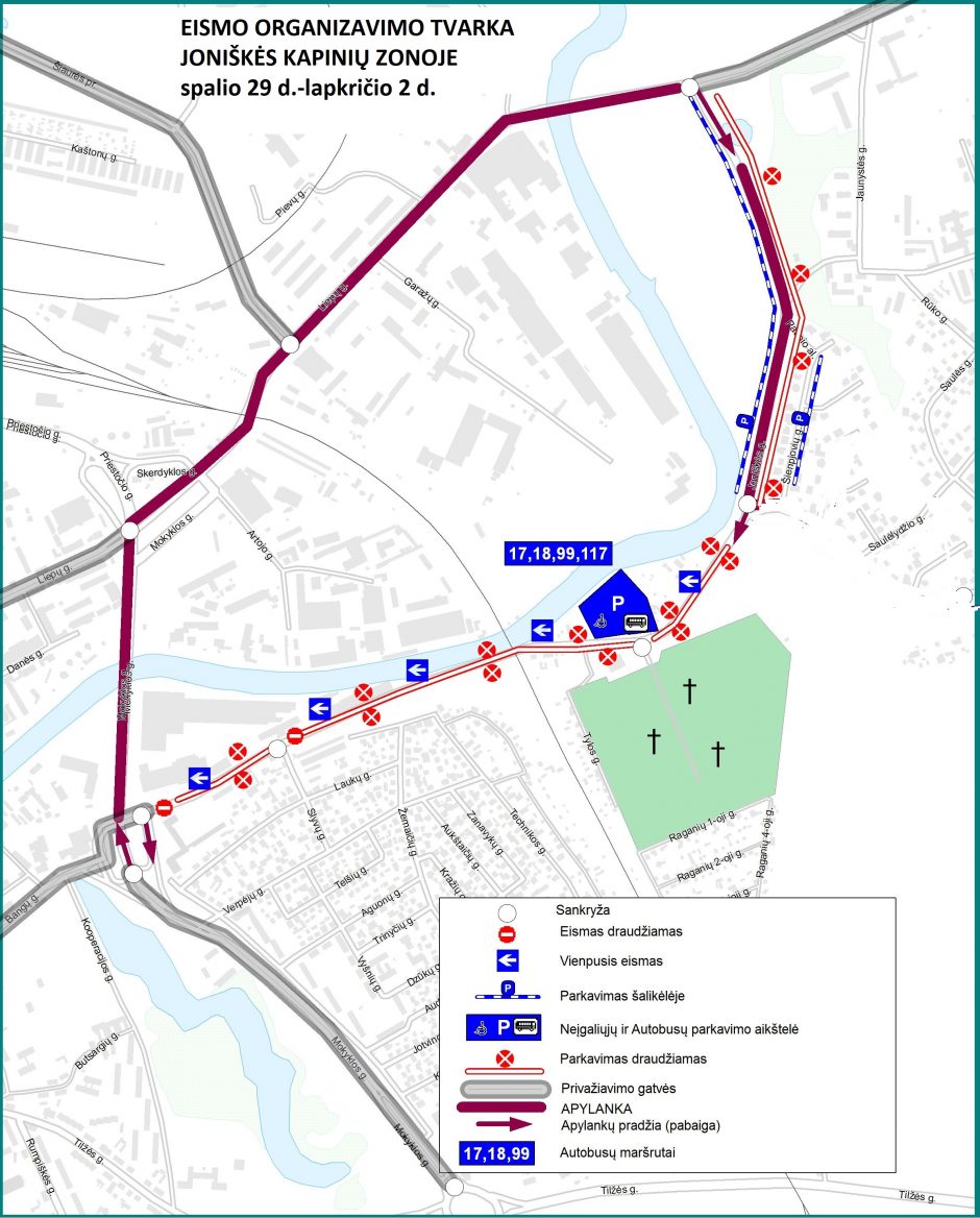 Eismo organizavimo tvarka Joniškės ir Lėbartų kapinių zonoje Vėlinių laikotarpiu