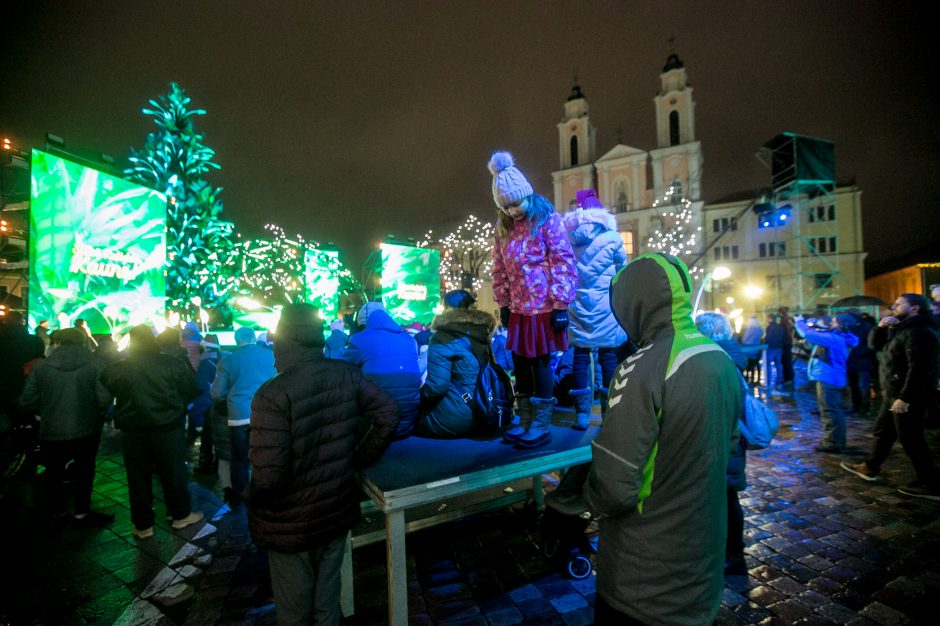 Į Rotušės aikštę buvo įleidžiami ne visi, tačiau žmonės vis tiek rinkosi prie tvorų