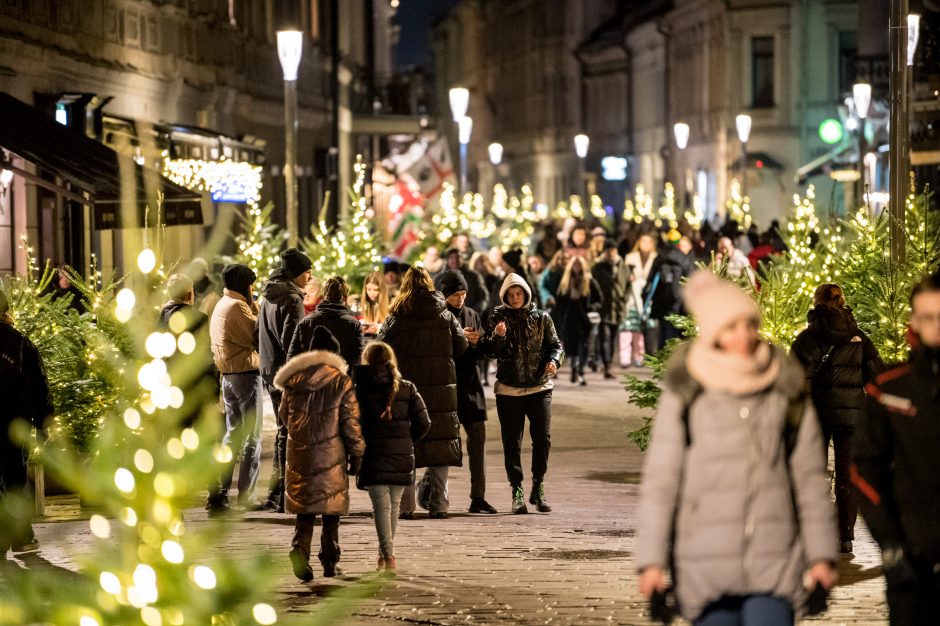 Žingsnis link Kalėdų: įžiebta žvaigždėmis puošta Kauno eglutė!