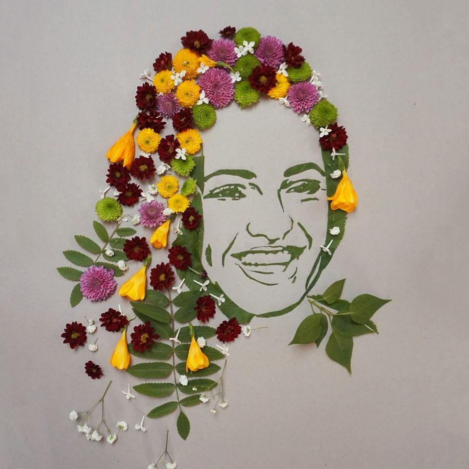 J. Vaitkutė sukūrė I. Zasimauskaitės portretą iš pavasario gėlių