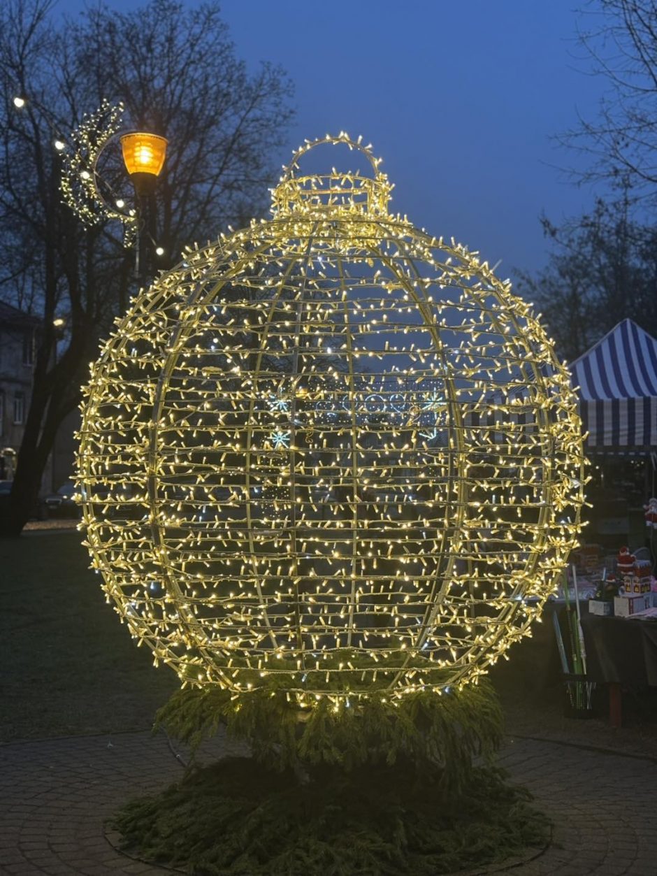 Pagėgiuose įžiebta natūrali Kalėdų eglutė