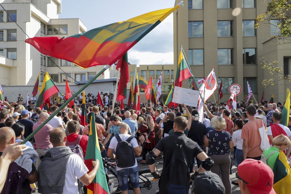 Žydų atstovai, I. Šimonytė pasmerkė Holokausto simbolikos naudojimą mitinge prie Seimo