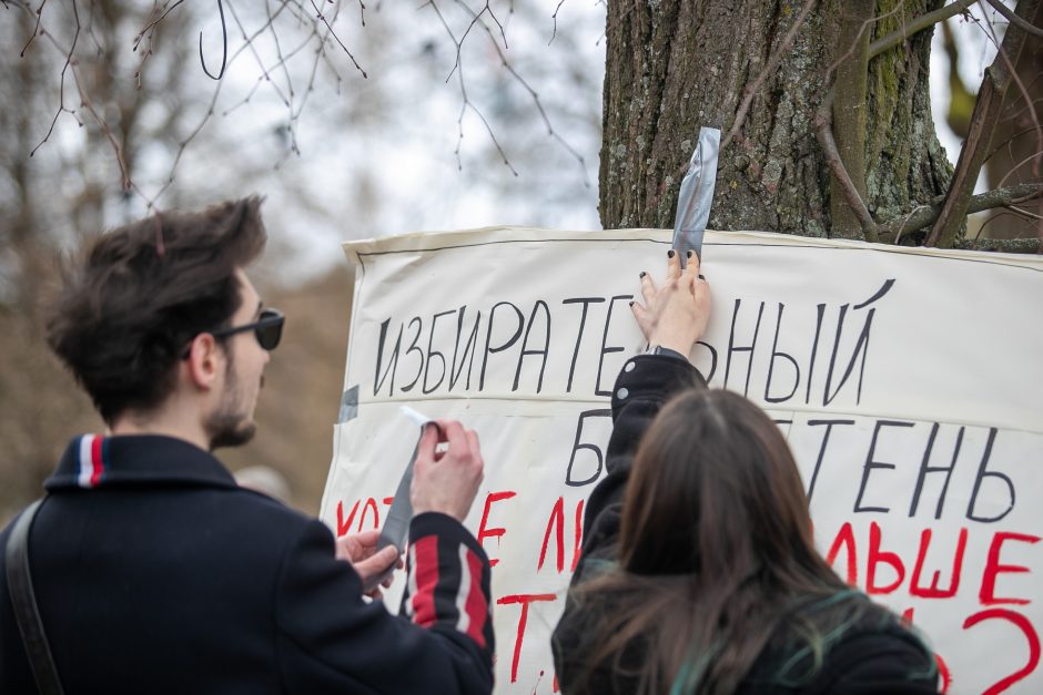 Rusijoje vykstant tariamiems prezidento rinkimams, Vilniuje – protestas prieš V. Putiną