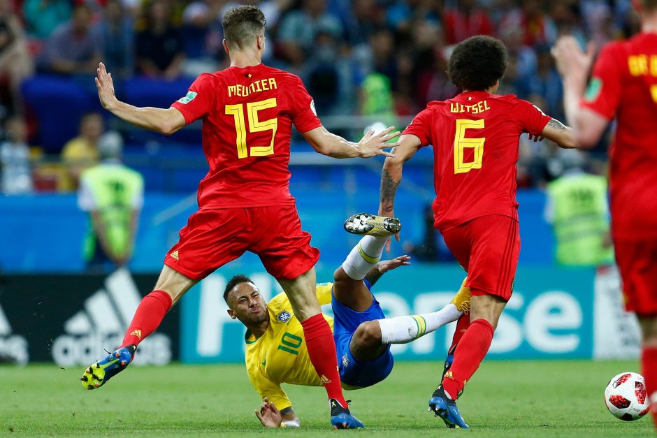 Belgijos futbolininkai įveikė brazilus ir pateko į čempionato pusfinalį