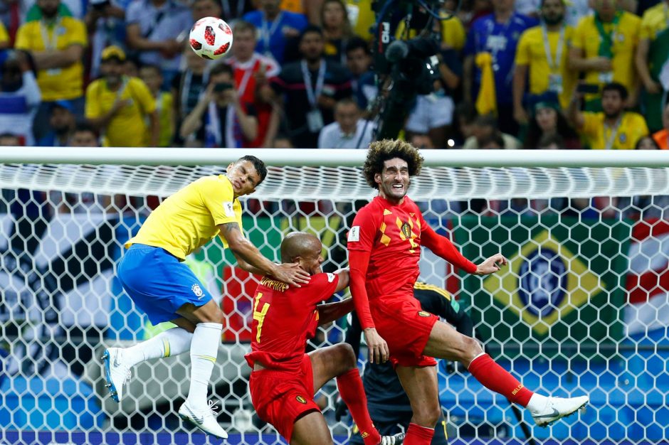 Belgijos futbolininkai įveikė brazilus ir pateko į čempionato pusfinalį