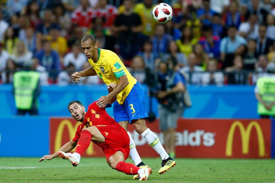 Belgijos futbolininkai įveikė brazilus ir pateko į čempionato pusfinalį