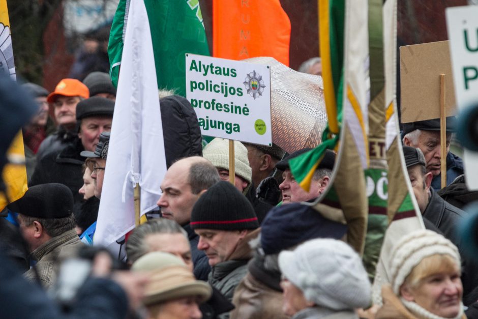 Prie Seimo mitinguotojai reikalavo didesnių algų ir pensijų