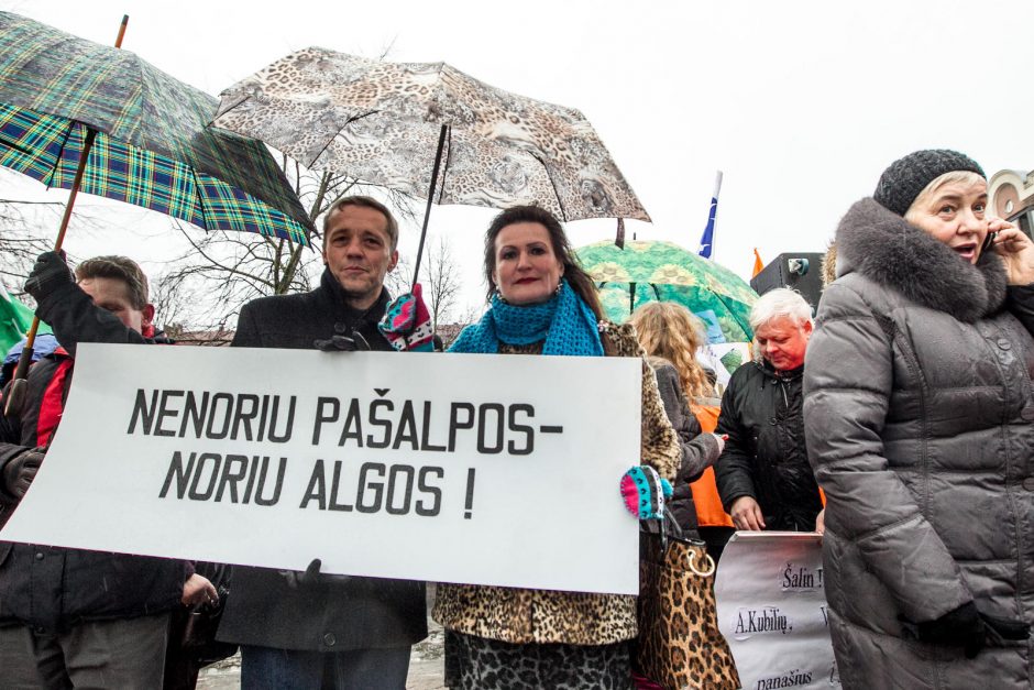 Prie Seimo mitinguotojai reikalavo didesnių algų ir pensijų