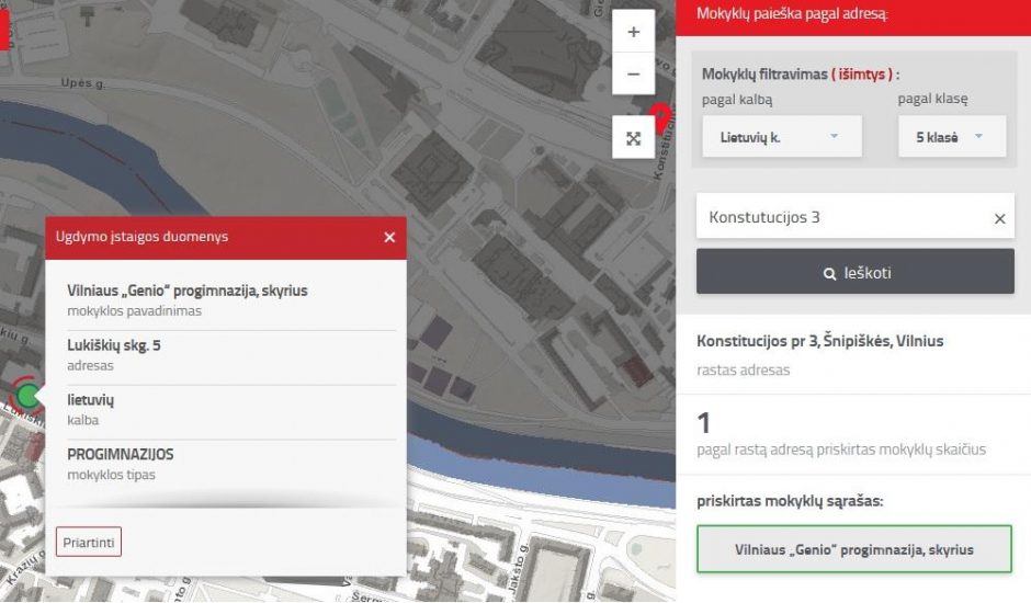 Registracija į mokyklas – be eilių ir su interaktyviuoju žemėlapiu