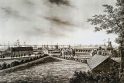 Prisiminimas: Mėmelio uostas 1809 m.  V.Barto graviūra, kur matosi vėjo malūnai ir burlaivių stiebai.