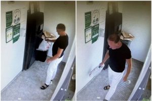 Policija prašo pagalbos: šis vyras tyčia sudaužė taromato duris