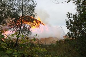 Panevėžio rajone užsidegė lentpjūvė